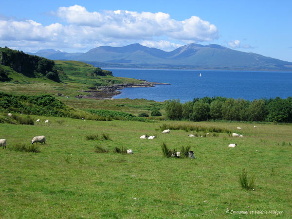 Vue vers l'île de Mull de l'île de Kerrera face à Oban.