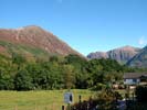 View from the Bed and Breakfast of An Darag and river Coe runs through it