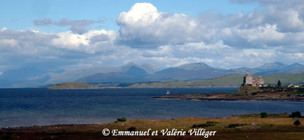 Duart Castle and a panoramic view towards mainland