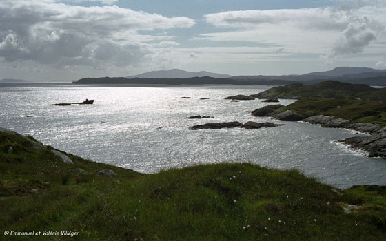 View from Lag na Laire towards East Loch Tarbert, wreck of the 'Golf Star'