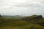 View from the footpath on the top of the Quiraing ridge. Looking at the Western Isles.